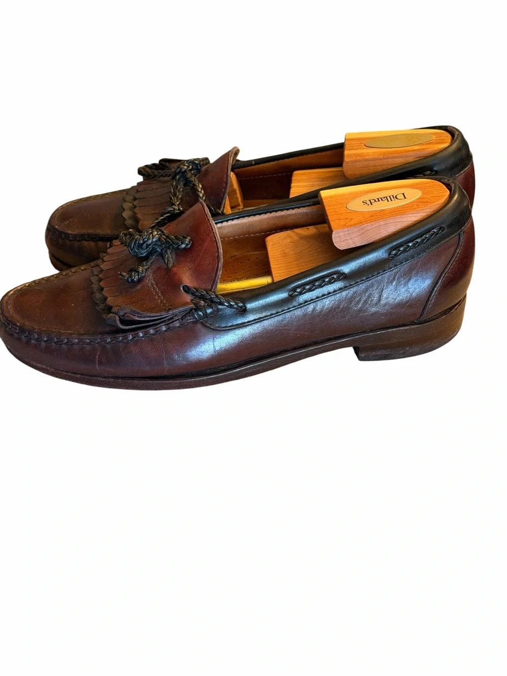 Allen Edmonds Brown Leather Kiltie Loafers with Braided Tassels